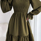 Smocked Puff Sleeve Ruffle Mini Dress