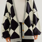 Colorblock Drop Shoulder Buttoned Loose Cardigan