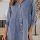 Buttoned Long Sleeve Denim Mini Dress