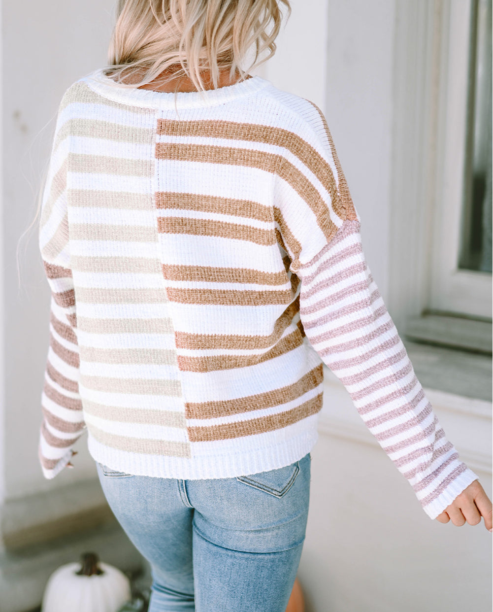 Blocked Drop Shoulder Slouchy Sweater
