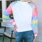 Sequin Color Block Raglan Sleeve Pullover Sweatshirt