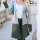 Color Block Patchwork Open Front Hooded Cardigan