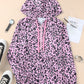 Leopard Print Zipper Kangaroo Pocket Pullover Hoodie