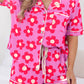 Flower Print Short Sleeve Shirt Pajamas Set