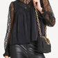 Mock Neck Lace Splicing Long Sleeve Blouse