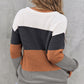 Color Block Knitted O-neck Pullover Sweater