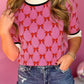Bow Print Short Sleeve Sweater top