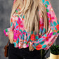 Floral Print Smocked Square Neck Ruffles Blouse
