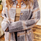 Fuzzy Plaid Collared Button Up Cardigan