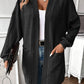 Textured Knit Side Pockets Open Front Cardigan