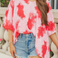 Plus Size Tie-dye Print 3/4 Sleeve Tunic Top