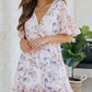 Floral Print Flared Sleeve Ruffle Dress