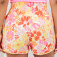 Boho Floral Shirred High Waist Casual Shorts
