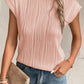 Wavy Texture Cap Sleeve Top