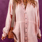 Oversized Crinkled Frayed Hem Tunic Shirt