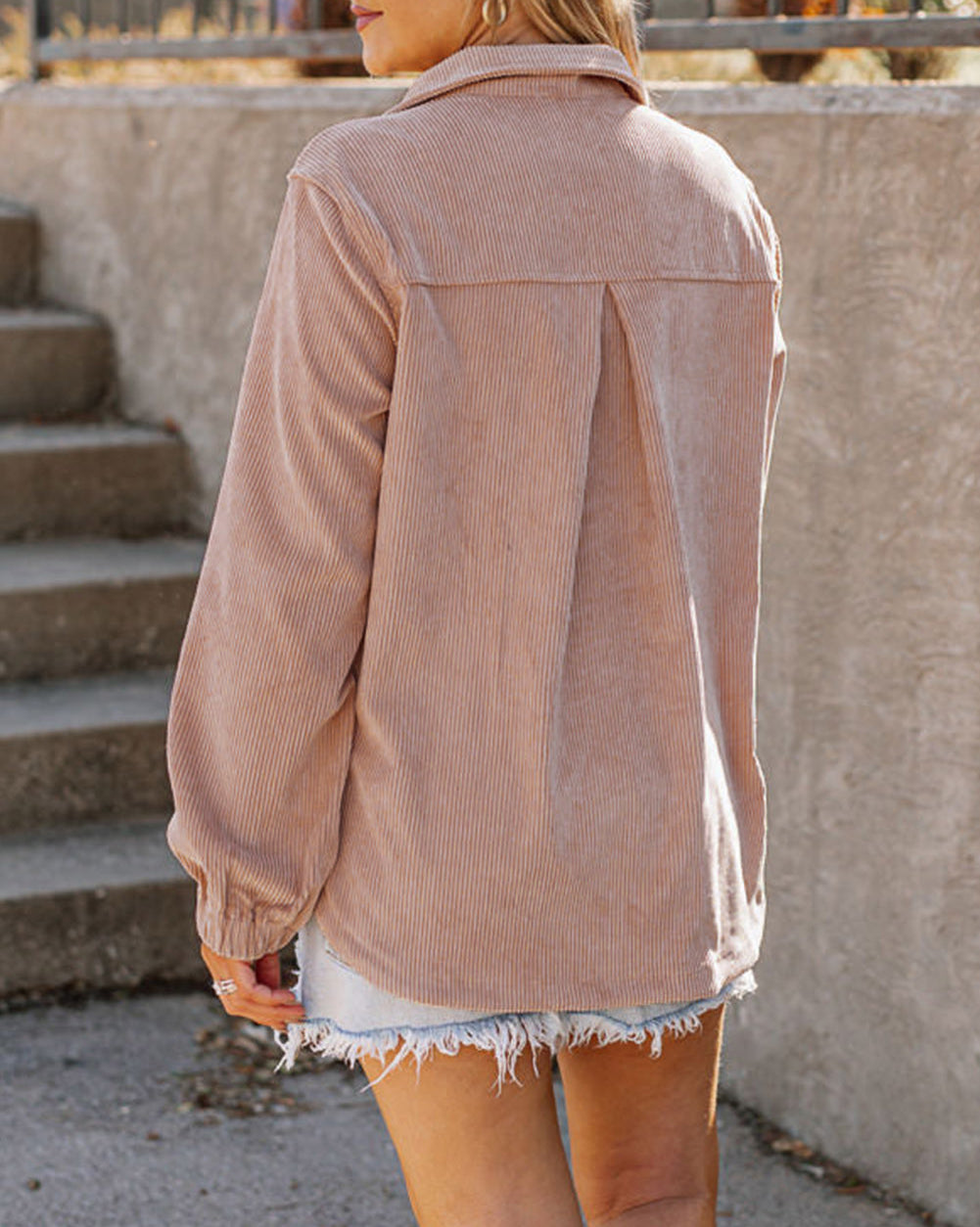 Ribbed Texture Half Zip Collared Sweatshirt