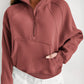 Zip Up Stand Collar Ribbed Thumbhole Sleeve Sweatshirt