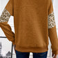 Leopard Quilted Patchwork Crew Neck Sweatshirt