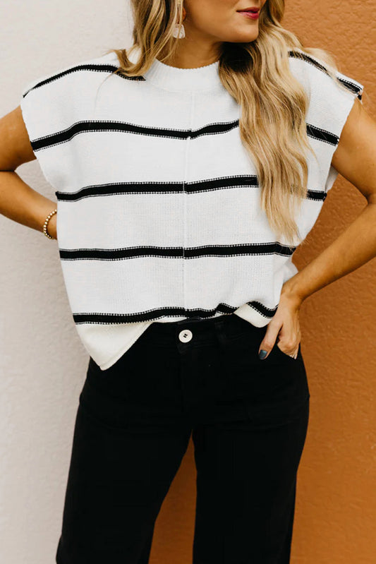 Striped Batwing Sleeve Sweater Tee