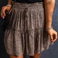 Leopard Drawstring Frilly Short Skirt