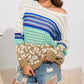 Leopard Striped Mix Pattern Knit Crochet Sweater