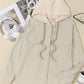 Parchment Drawstring Hooded Corduroy Shacket