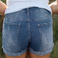 Patchwork Rolled Hem Denim Shorts