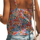 Spaghetti Straps Knot Front Floral Tank Top