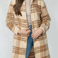 Plaid Print Flap Pockets Button-up Long Jacket