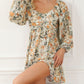 Floral Print Smocked Back Puff Sleeve Mini Dress