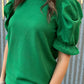Textured Ruffled Short Puff Sleeve Top