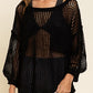 Fishnet Hollow-out Long Sleeve Beach Cover up