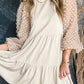 Embellished Puff Sleeve Tiered A-line Dress