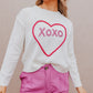 Heart XOXO Pattern Drop Shoulder Rib Knit Sweater