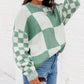Checkered Print Drop Shoulder Sweater