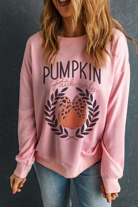 Leopard Bowknot Pumpkin Graphic Halloween Sweatshirt