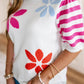 Floral Pattern Striped Sleeve Sweater T Shirt