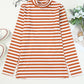 Striped Print Textured Knit Long Sleeve Tee