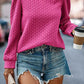 Cable Textured Puff Sleeve Sweatshirt