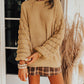 Hollowed Bubble Sleeve Knit Sweater