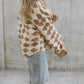 Geometric Pattern Corduroy Patch Pockets Sherpa Jacket