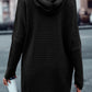 Horizontal Rib Knitted Open Front Hooded Cardigan