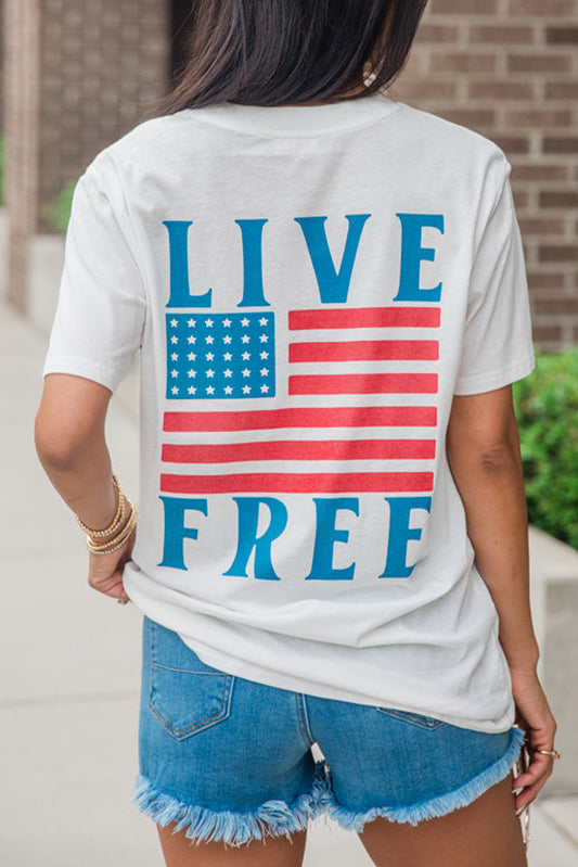 Back American Flag LIVE FREE Graphic T Shirt