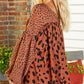 Contrast Leopard Print Bubble Sleeve Blouse