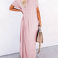 V Neck Hidden Pocket Splits Maxi T-shirt Dress