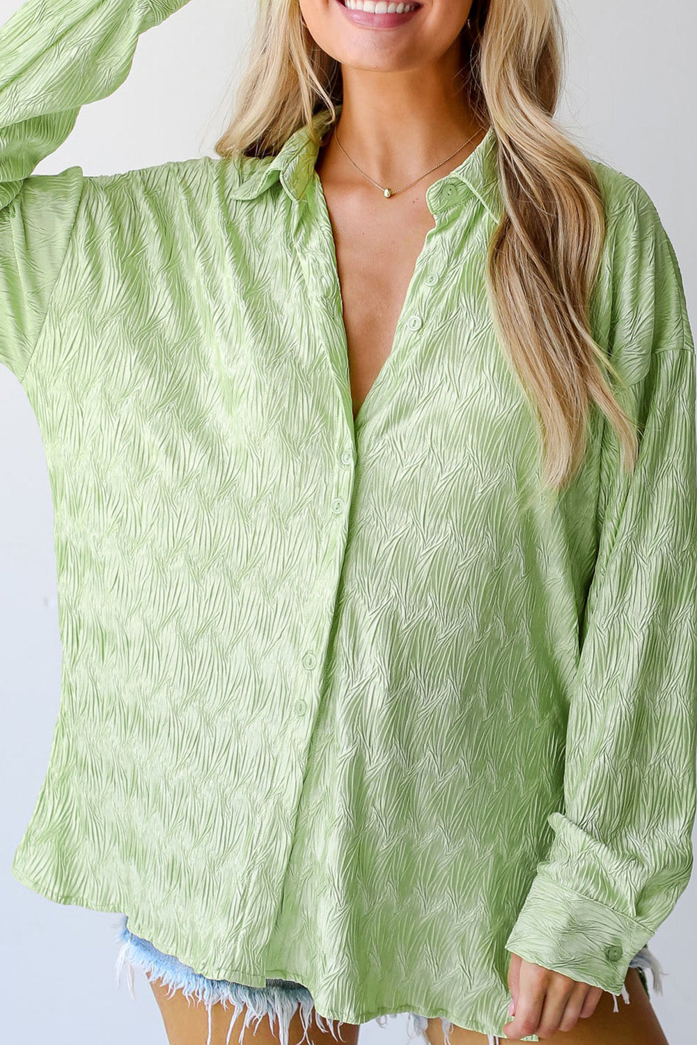 Textured Side Split Casual Shirt