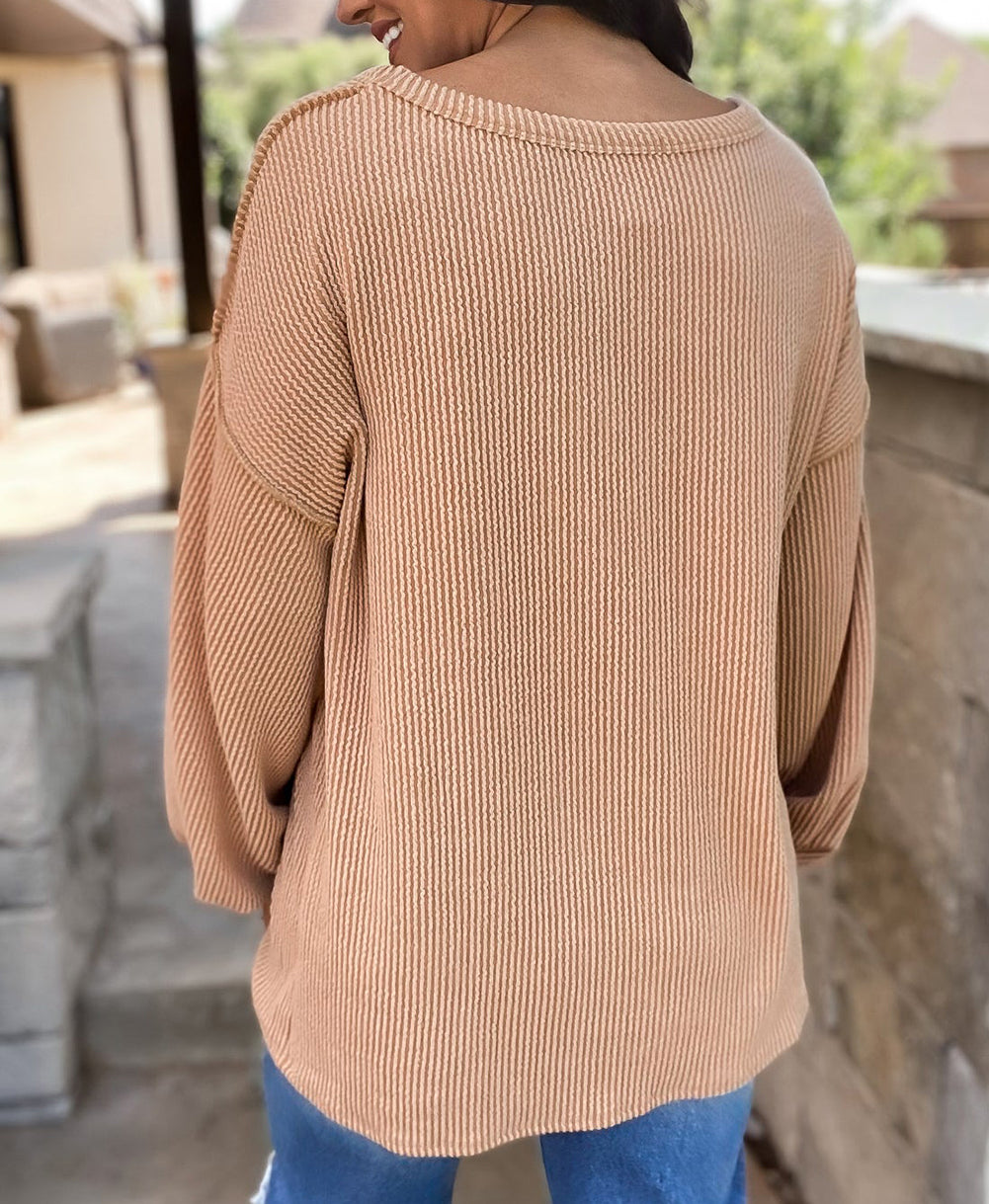 Colorblock Rib Corded Sweatshirt
