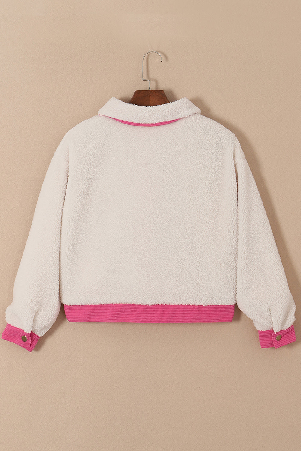 Sherpa Corduroy Patchwork Button up Crop Jacket