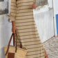 Striped Casual Slit Long Dress