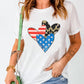 Stars Stripe Leopard Heart Shape Graphic T Shirt